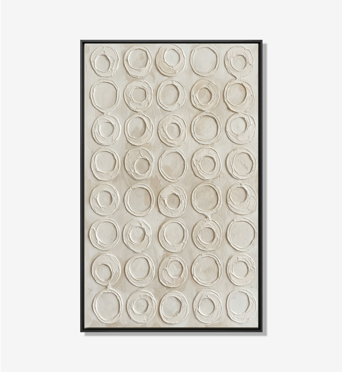 Abstract textuurkunstwerk met geschilderde cirkels in creme