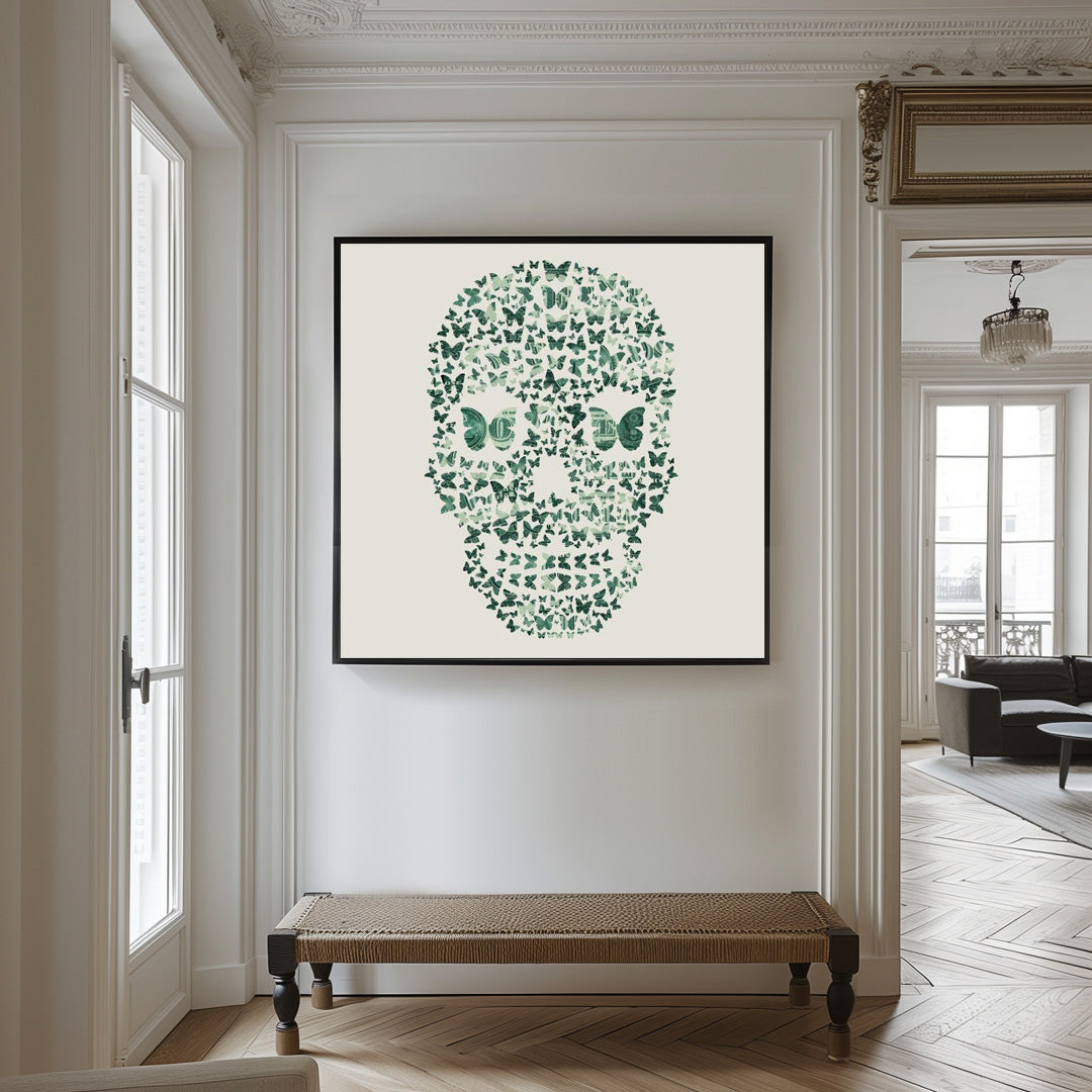 Dollar Skull Light- plexiglas schilderij - kunst