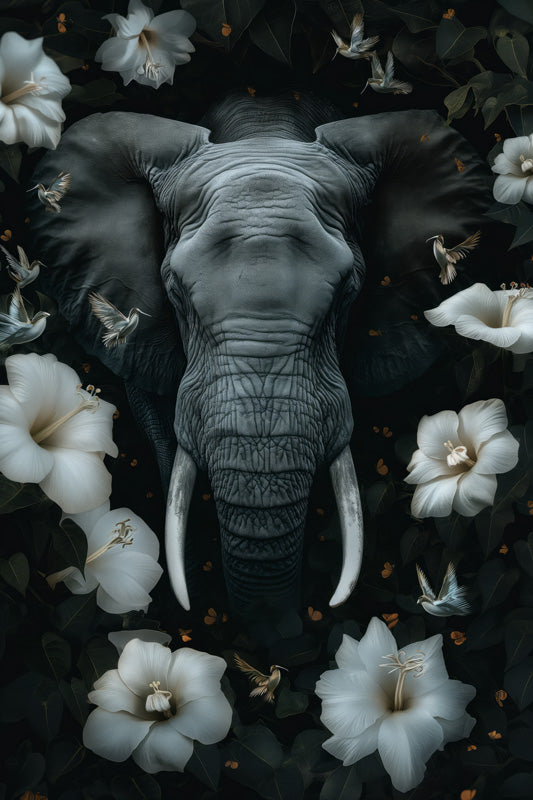 Elephant - Bloemen schilderij- plexiglas schilderij - kunst