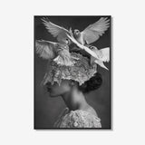 Feather Crown - Zwart wit schilderij- plexiglas schilderij - kunst