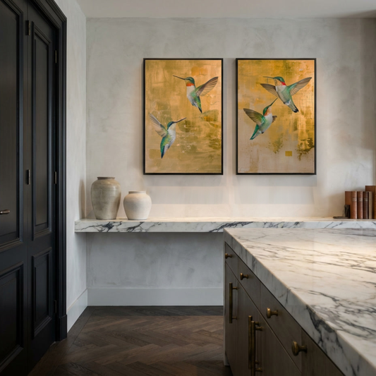 Gold Flutter - 2 luik- plexiglas schilderij - kunst