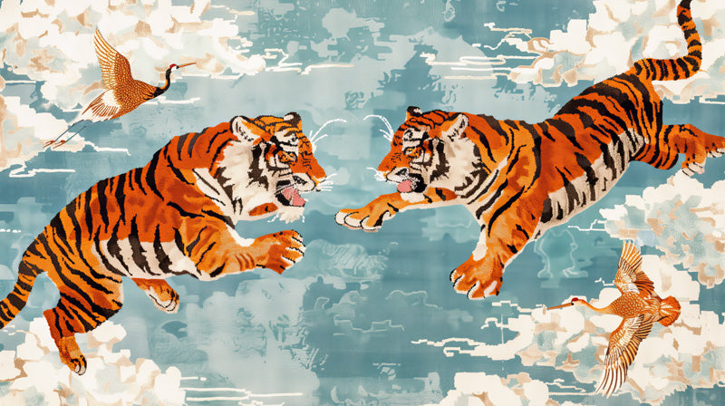 Flying Tigers - Naadloos behang- plexiglas schilderij - kunst