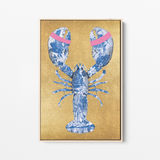 Lobster Royal Blue Pink schilderij - op Canvas