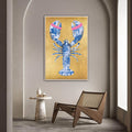 Lobster Royal Blue Pink schilderij - op Canvas