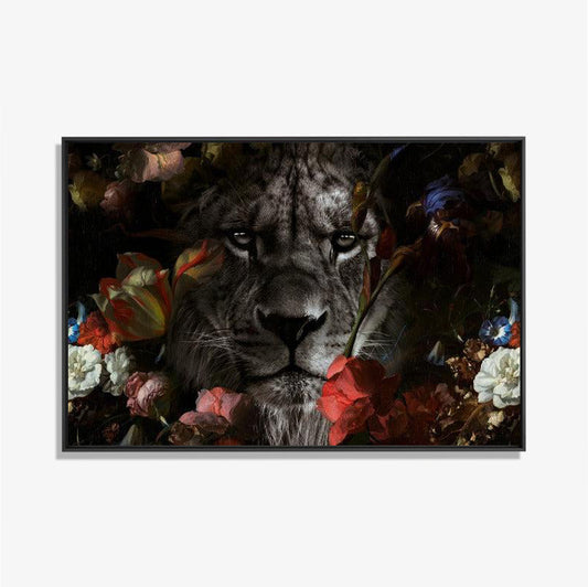 Flower Lion - Bloemen schilderij- plexiglas schilderij - kunst