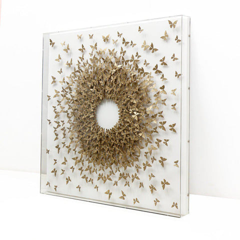 Golden Butterflies - 3d art- plexiglas schilderij - kunst