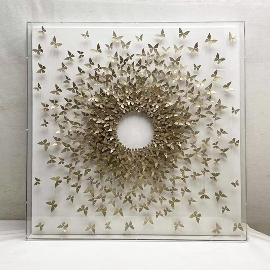 Golden Butterflies - 3d art - Abstract schilderij- plexiglas schilderij - kunst