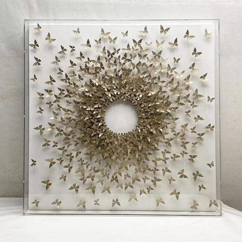 Golden Butterflies - 3d art- plexiglas schilderij - kunst