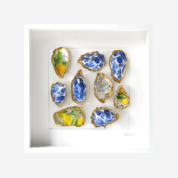 Italy 35x35cm - Ingelijste oesters- plexiglas schilderij - kunst