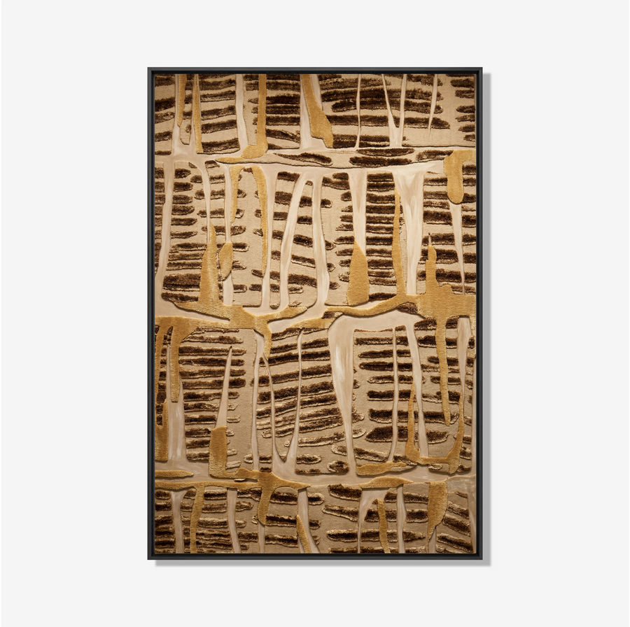 Wanddecoratie met reliëfstructuur en grafische lijnen