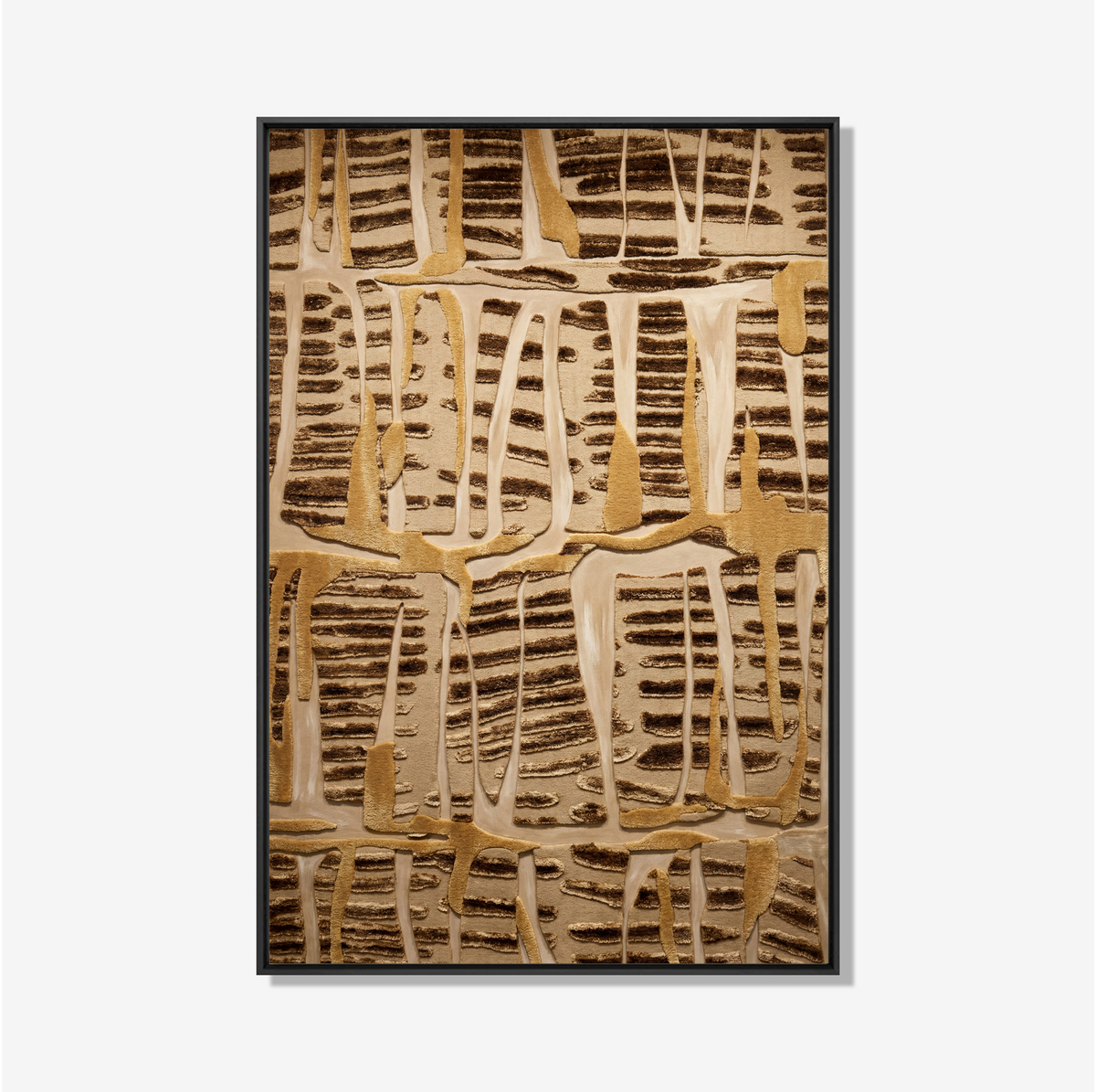 Wanddecoratie met reliëfstructuur en grafische lijnen