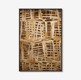 Wanddecoratie met reliëfstructuur en grafische lijnen