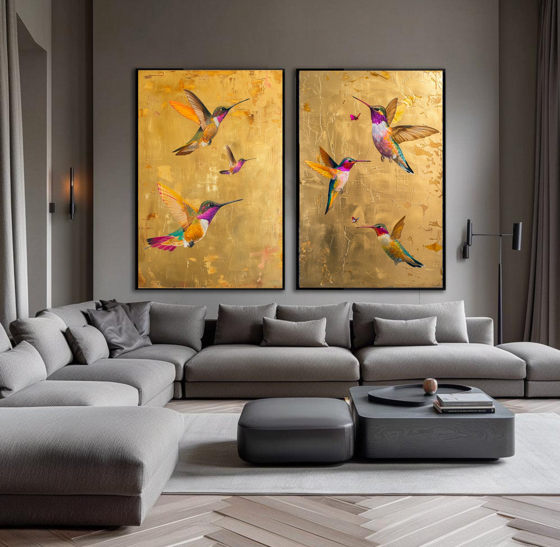 Golden Symphony - 2 luik- plexiglas schilderij - kunst