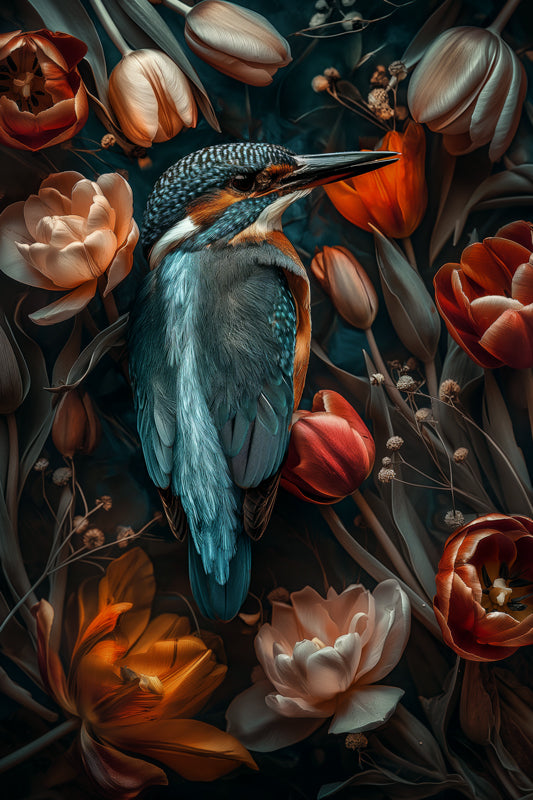 Kingfisher - Bloemen schilderij- plexiglas schilderij - kunst