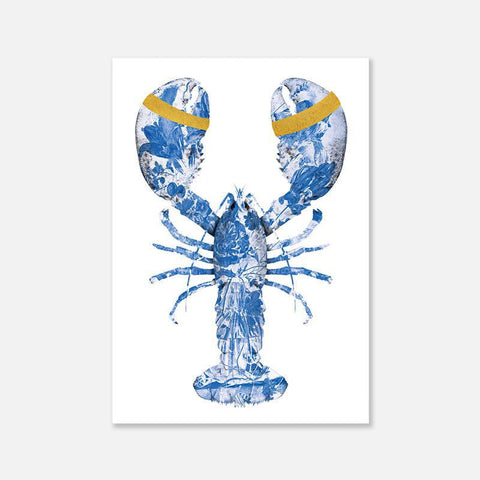 Lobster Delfts Blauw Verticaal- plexiglas schilderij - kunst
