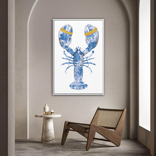 Lobster Delftsblauw schilderij - op Canvas