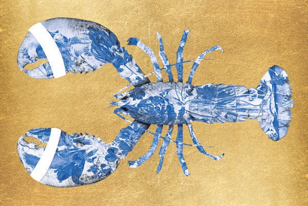Lobster Royal Blue horizontaal - Plexiglas schilderij