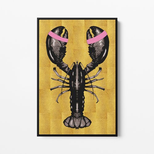 Lobster Gold schilderij - op Canvas