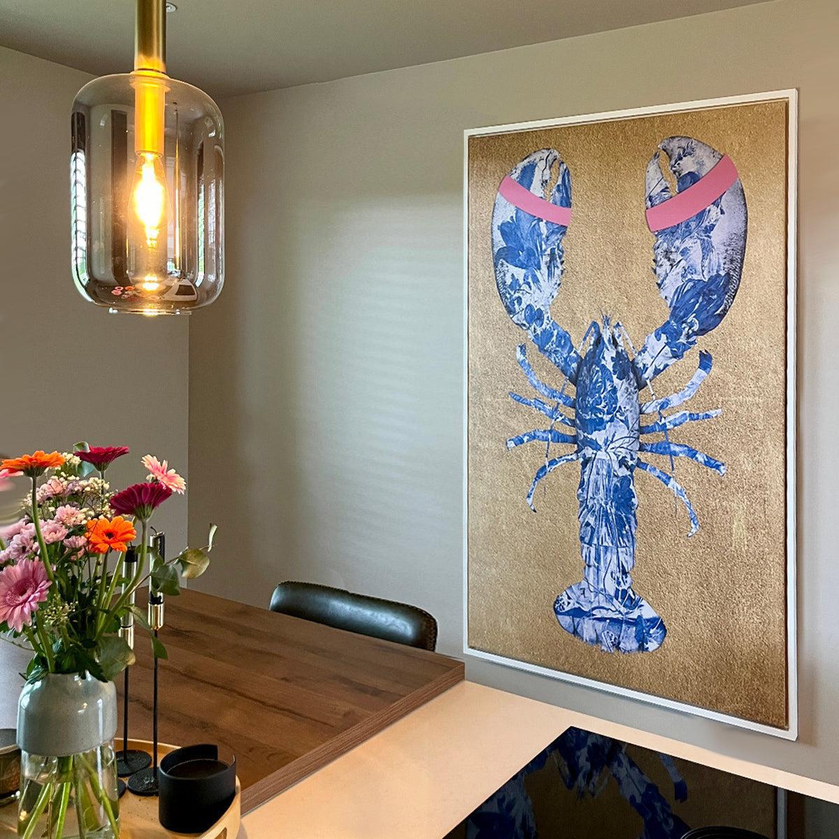 Lobster Royal Blue Pink - Canvas schilderij- plexiglas schilderij - kunst