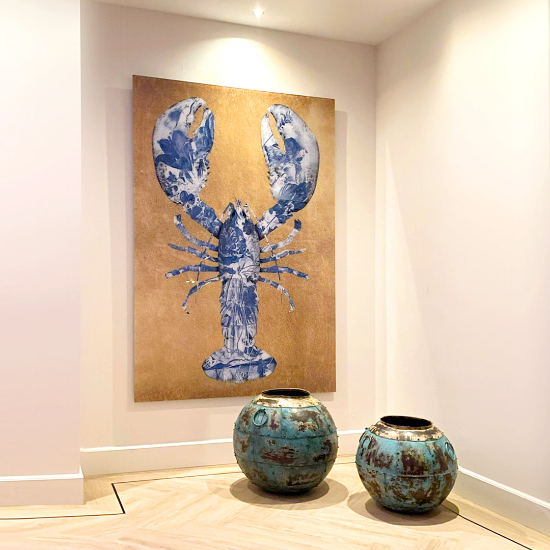 Lobster Royal Blue zonder bandjes- plexiglas schilderij met een kreeft - kunst