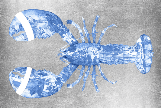 Lobster Silver Blue horizontaal- plexiglas schilderij met een kreeft - kunst