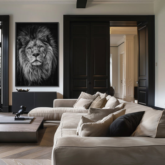 Lion - Zwart wit schilderij- plexiglas schilderij - kunst