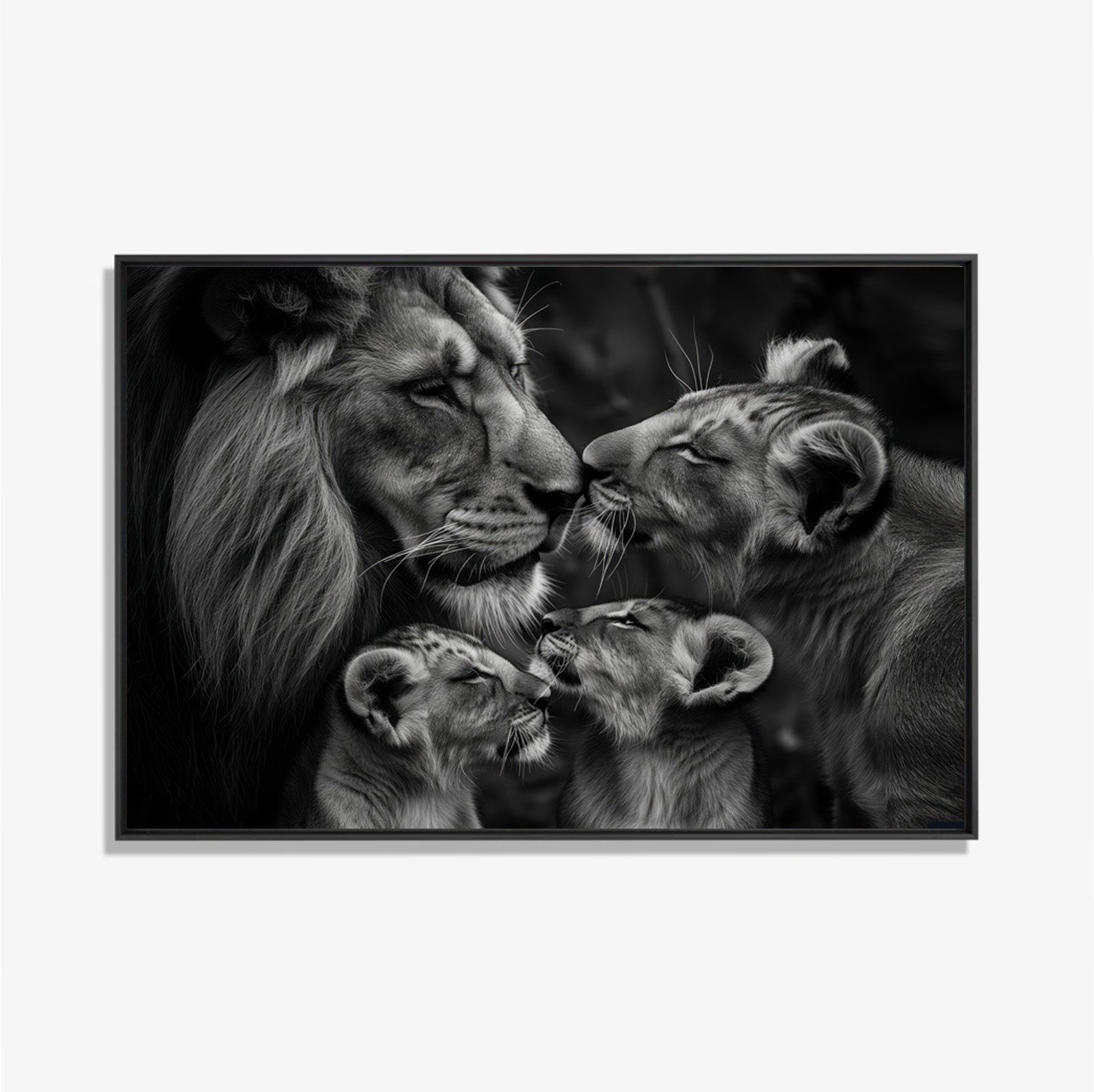 Lion Family - Zwart wit schilderij- plexiglas schilderij - kunst
