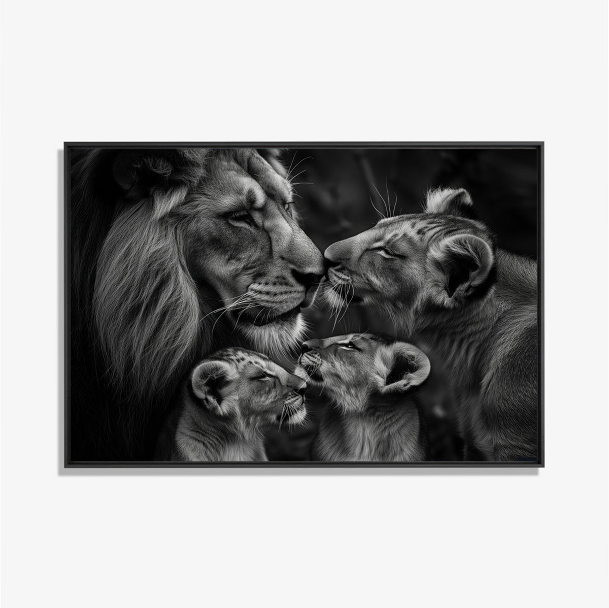 Lion Family - Zwart wit schilderij- plexiglas schilderij - kunst