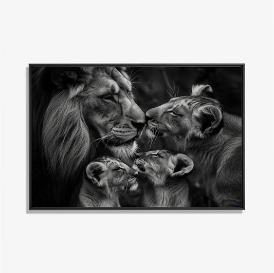 Lion Family - Zwart wit schilderij- plexiglas schilderij - kunst