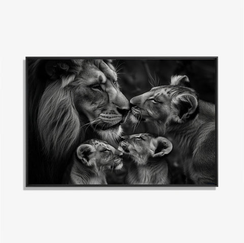 Lion Family - Zwart wit schilderij- plexiglas schilderij - kunst