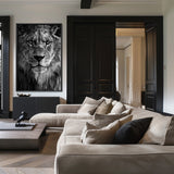 Lion close up - Zwart wit schilderij- plexiglas schilderij - kunst