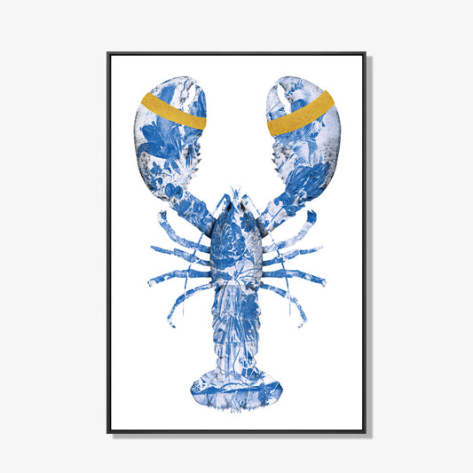 Lobster Delfts Blauw Verticaal- plexiglas schilderij - kunst