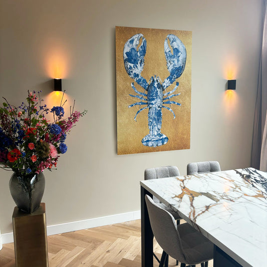 Lobster Royal Blue zonder bandjes- plexiglas schilderij met een kreeft - kunst