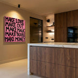 Speels typografie schilderij met motivatie quotes en moderne uitstraling