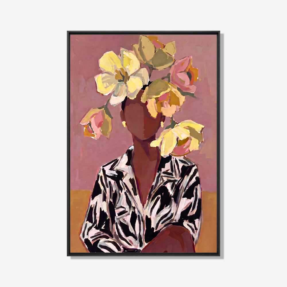 Prachtige abstracte vrouw met bloemen en een zebra colbert