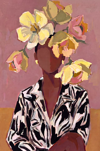 Prachtige abstracte vrouw met bloemen en een zebra colbert