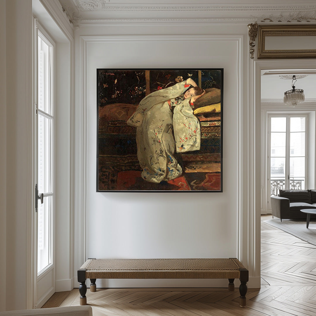 Meisje in de witte Kimono- plexiglas schilderij - kunst
