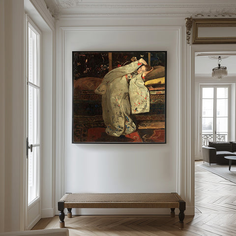 Meisje in de witte Kimono- plexiglas schilderij - kunst