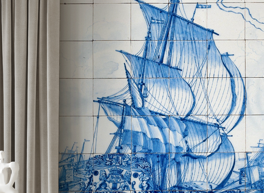 Sea Battle - Naadloos behang- plexiglas schilderij - kunst