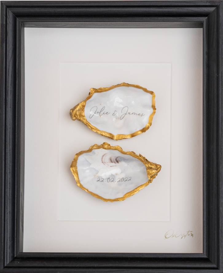 KLASSIEK GEPERSONALISEERD MET TEKST 23X28cm - Ingelijste oesters- plexiglas schilderij - kunst