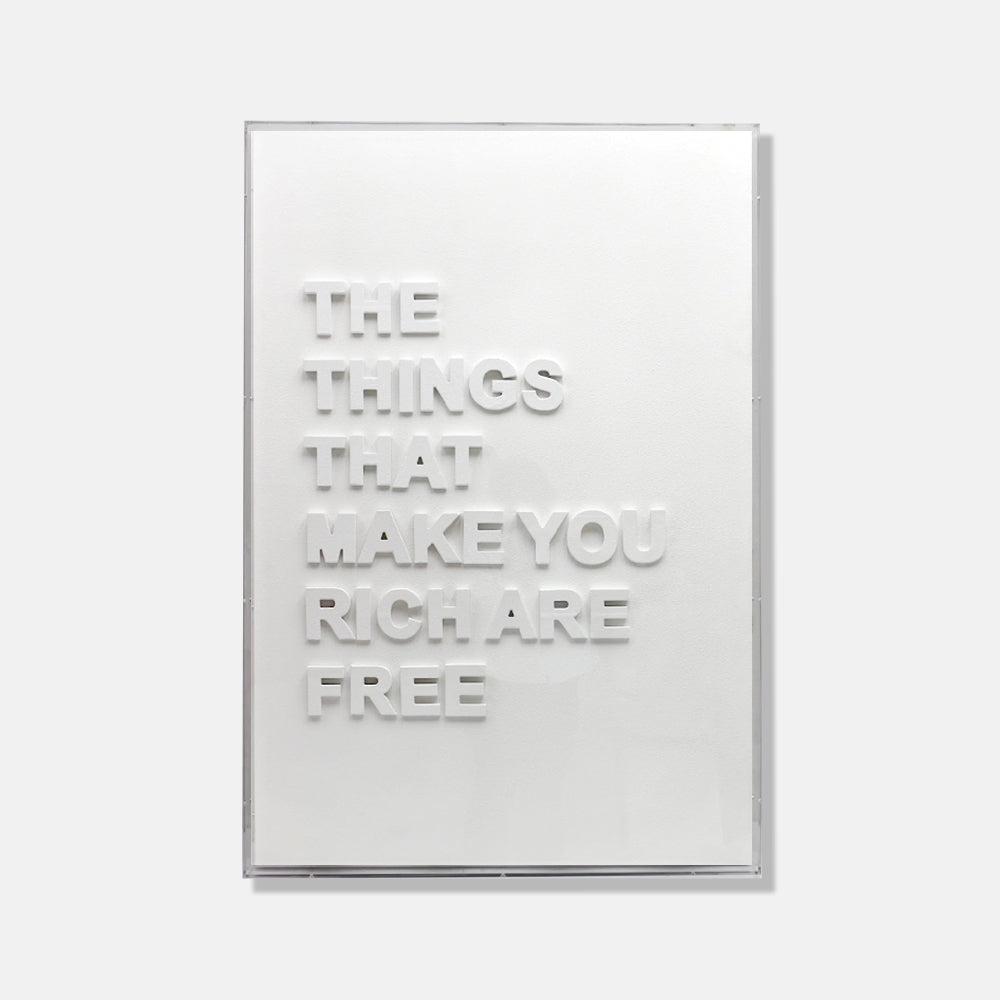 The things that make you rich are free - 3d art- plexiglas schilderij - kunst