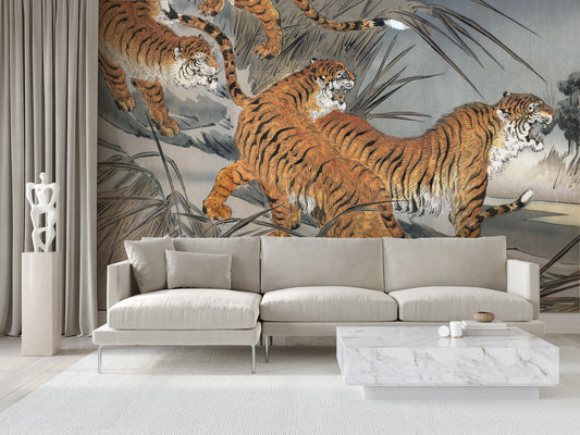 Tigers - Naadloos behang- plexiglas schilderij - kunst