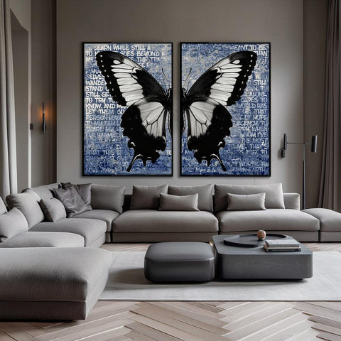 Vlinder schilderij met gedicht - 2 luik- plexiglas schilderij - kunst