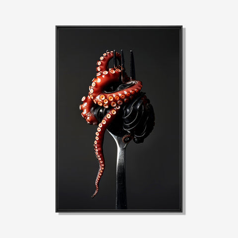 Vork met zeevruchten- plexiglas schilderij - kunst