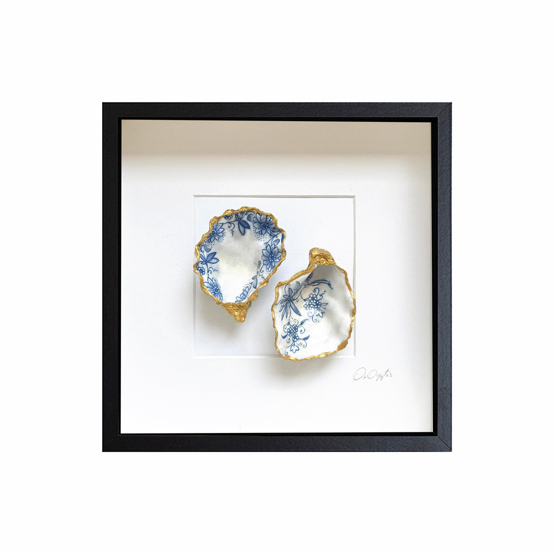 Oro Bleu 27x27cm - Ingelijste oesters- plexiglas schilderij - kunst