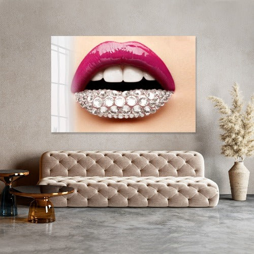 Diamond Lips- plexiglas schilderij - kunst