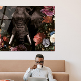 Flower Elephant - Bloemen schilderij- plexiglas schilderij - kunst