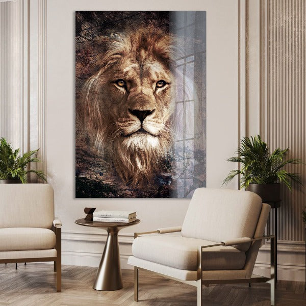 Wild lion extra- plexiglas schilderij - kunst