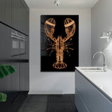 Lobster Black Verticaal - Plexiglas schilderij
