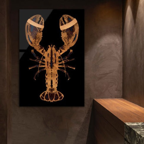 Lobster Black Verticaal - Plexiglas schilderij